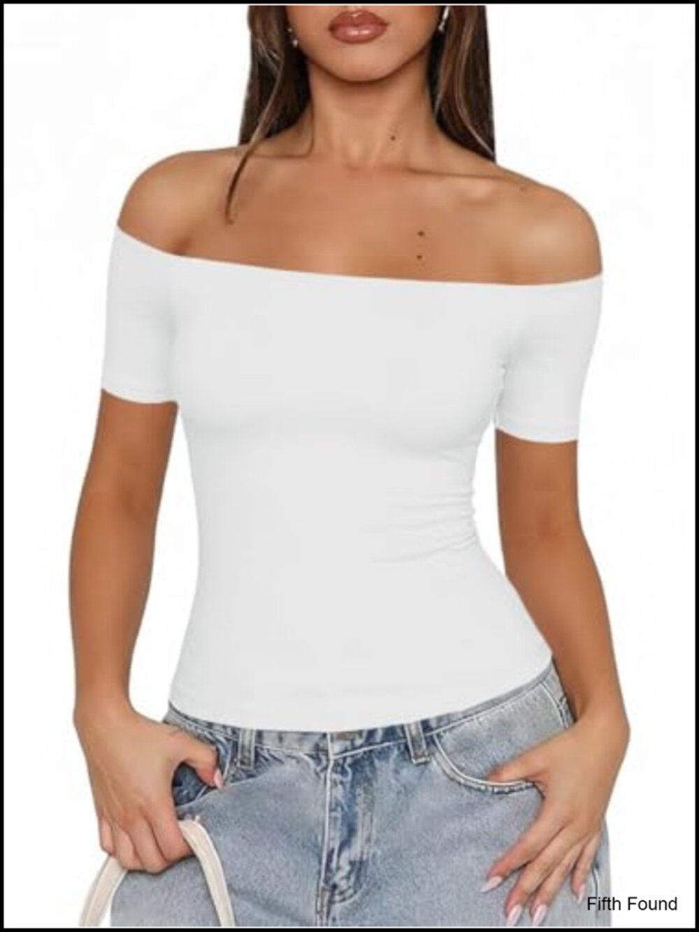 Off The Shoulder Crop Top Slim Fit Short Sleeve Y2K Summer Going Out Tee